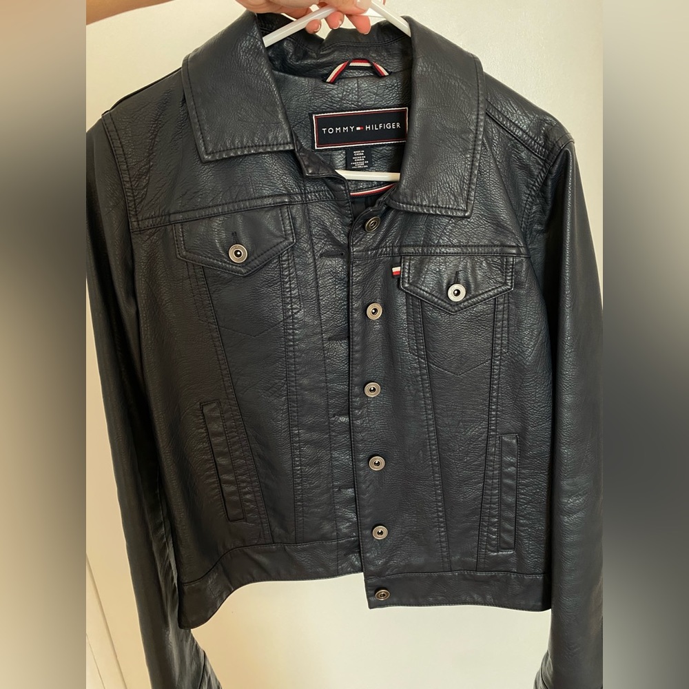 Tommy Hilfiger Leather Jacket Navy